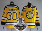 nhl boston bruins #30 thomas yellow[2011 stanley cup champions]