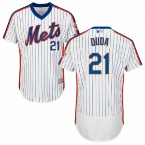 Men\'s Majestic New York Mets #21 Lucas Duda White Royal Flexbase Authentic Collection MLB Jersey