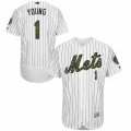 Men's Majestic New York Mets #1 Chris Young Authentic White 2016 Memorial Day Fashion Flex Base MLB Jersey