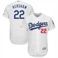 Dodgers #22 Clayton Kershaw White 150th Patch Flexbase Jersey