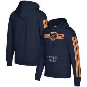 Chicago Bears Mitchell & Ness Three Stripe Pullover Hoodie Navy