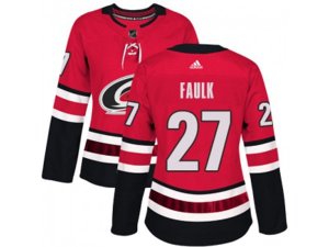 Women Adidas Carolina Hurricanes #27 Justin Faulk Red Home Authentic Stitched NHL Jersey