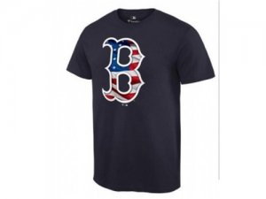 Mens Boston Red Sox USA Flag Fashion T-Shirt Navy Blue