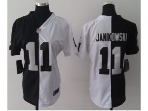 Nike Womens Oakland Raiders #11 Sebastian Janikowski white-black jerseys[Elite split]