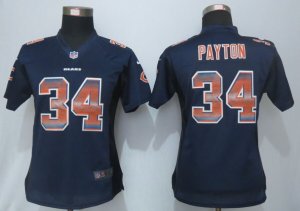 Women New Nike Chicago Bears #34 Payton Navy Blue Strobe Jerseys