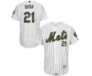 Men\'s Majestic New York Mets #21 Lucas Duda Authentic White 2016 Memorial Day Fashion Flex Base MLB Jersey