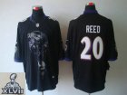 2013 Super Bowl XLVII NEW Baltimore Ravens 20 Ed Reed Black Jerseys (Helmet Tri-Blend Limited)