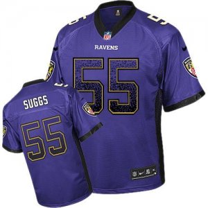 Nike Baltimore ravens #55 Terrell Suggs Purple Jersey(Elite Drift Fashion)