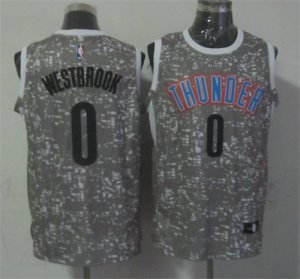 Thunder #0 Russell Westbrook Gray City Luminous Jersey