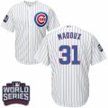 Youth Majestic Chicago Cubs #31 Greg Maddux Authentic White Home 2016 World Series Bound Cool Base MLB Jersey