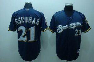 mlb milwaukee brewers #21 escobar blue[40th patch]