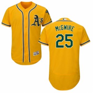 Men\'s Majestic Oakland Athletics #25 Mark McGwire Gold Flexbase Authentic Collection MLB Jersey