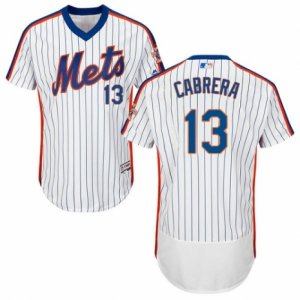 Men\'s Majestic New York Mets #13 Asdrubal Cabrera White Royal Flexbase Authentic Collection MLB Jersey