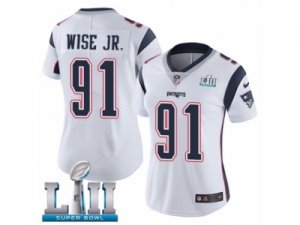 Women Nike New England Patriots #91 Deatrich Wise Jr White Vapor Untouchable Limited Player Super Bowl LII NFL Jersey