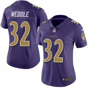 Women\'s Nike Baltimore Ravens #32 Eric Weddle Limited Purple Rush NFL Jersey
