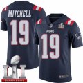 Mens Nike New England Patriots #19 Malcolm Mitchell Limited Navy Blue Rush Super Bowl LI 51 NFL Jersey