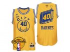 Mens Adidas Golden State Warriors #40 Harrison Barnes Swingman Gold Throwback The City 2017 The Finals Patch NBA Jersey