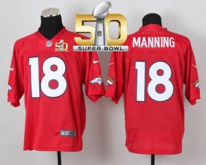 Nike Denver Broncos #18 Peyton Manning Red Super Bowl 50 Men Stitched NFL Elite QB Practice Jersey