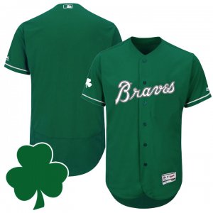 2016 Mens Atlanta Braves St. Patricks Day Green Celtic Flexbase Authentic Collection Jersey