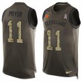 Mens Nike Cleveland Browns #11 Terrelle Pryor Limited Green Salute to Service Tank Top NFL Jersey