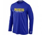 Nike Green Bay Packers font Long Sleeve T-Shirt blue