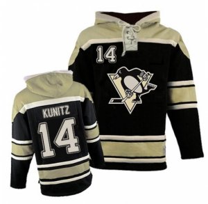 Mens Old Time Hockey Pittsburgh Penguins #14 Chris Kunitz Premier Black Sawyer Hooded Sweatshirt