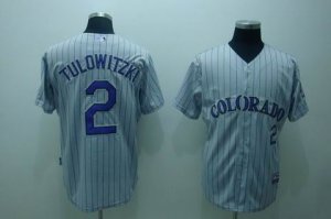 mlb rockies #2 tulowitzki grey[purple strip]cool base