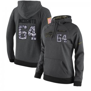 NFL Women\'s Nike Buffalo Bills #64 Richie Incognito Stitched Black Anthracite Salute to Service Player Performance Hoodie
