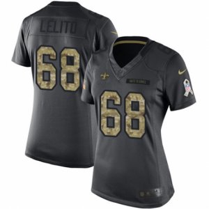 Women\'s Nike New Orleans Saints #68 Tim Lelito Limited Black 2016 Salute to Service NFL Jersey