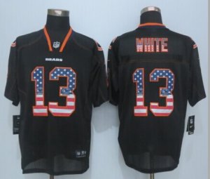 Nike Chicago Bears #13 White Black Jerseys(USA Flag Fashion Elite)