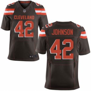 Mens Nike Cleveland Browns #42 Malcolm Johnson Elite Brown Team Color NFL Jersey