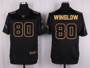 Nike San Diego Chargers #80 Kellen Winslow Black Pro Line Gold Collection Jersey(Elite)