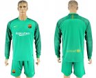 2017-18 Barcelona Green Goalkeeper Long Sleeve Soccer Jersey