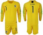 France 1 LLORIS Yellow 2018 FIFA World Cup Long Sleeve Soccer Jersey