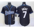 Men's Los Angeles Dodgers #7 Julio Urias Number Black Cool Base Stitched Baseball Jersey