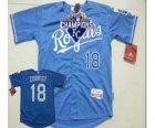 2015 World series champions Mlb Kansas City Royals #18 Ben Zobrist L.blue jerseys