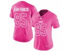 Womens Nike Green Bay Packers #95 Ricky Jean-Francois Limited Pink Rush Fashion NFL Jersey