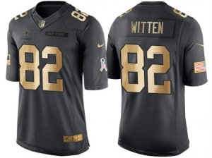 Nike Dallas Cowboys #82 Jason Witten Anthracite 2016 Christmas Gold Mens NFL Limited Salute to Service Jersey