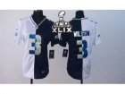 2015 Super Bowl XLIX Nike Women Seattle Seahawks #3 Russell Wilson blue-white jerseys[Elite split]