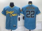 Brewers #22 Christian Yelich Blue Nike 2022 City Connect Flexbase Jerseys