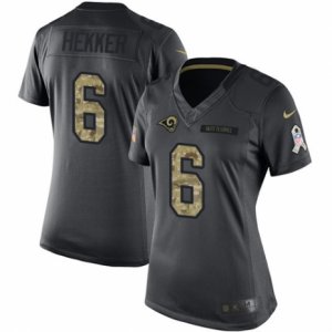 Women\'s Nike Los Angeles Rams #6 Johnny Hekker Limited Black 2016 Salute to Service NFL Jersey