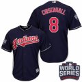 Youth Majestic Cleveland Indians #8 Lonnie Chisenhall Authentic Navy Blue Alternate 1 2016 World Series Bound Cool Base MLB Jersey