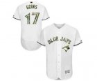 Mens Majestic Toronto Blue Jays #17 Ryan Goins Authentic White 2016 Memorial Day Fashion Flex Base MLB Jersey