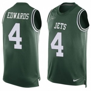 Mens Nike New York Jets #4 Lac Edwards Limited Green Player Name & Number Tank Top NFL Jersey