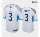 Men Tennessee Titans #3 Caleb Farley White Blue 2021 Draft Jersey