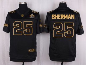 Nike Seattle Seahawks #25 Richard Sherman Black Pro Line Gold Collection Jersey(Elite)