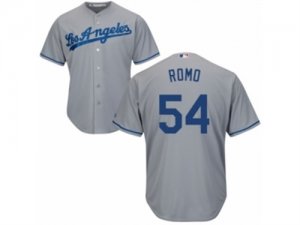 Mens Majestic Los Angeles Dodgers #54 Sergio Romo Replica Grey Road Cool Base MLB Jersey