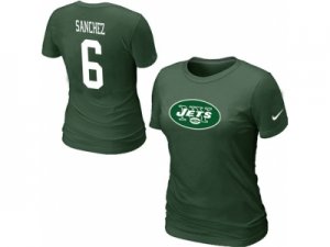 Women Nike New York Jets #6 Mark Sanchez Name & Number T-Shirt Green