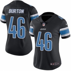 Women\'s Nike Detroit Lions #46 Michael Burton Limited Black Rush NFL Jersey