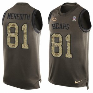 Men\'s Nike Chicago Bears #81 Cameron Meredith Limited Green Salute to Service Tank Top NFL Jersey